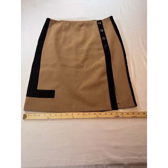 White House Black Market Skirt Women’s 8 Tan & Black Color Block $88 Career - Picture 7 of 16
